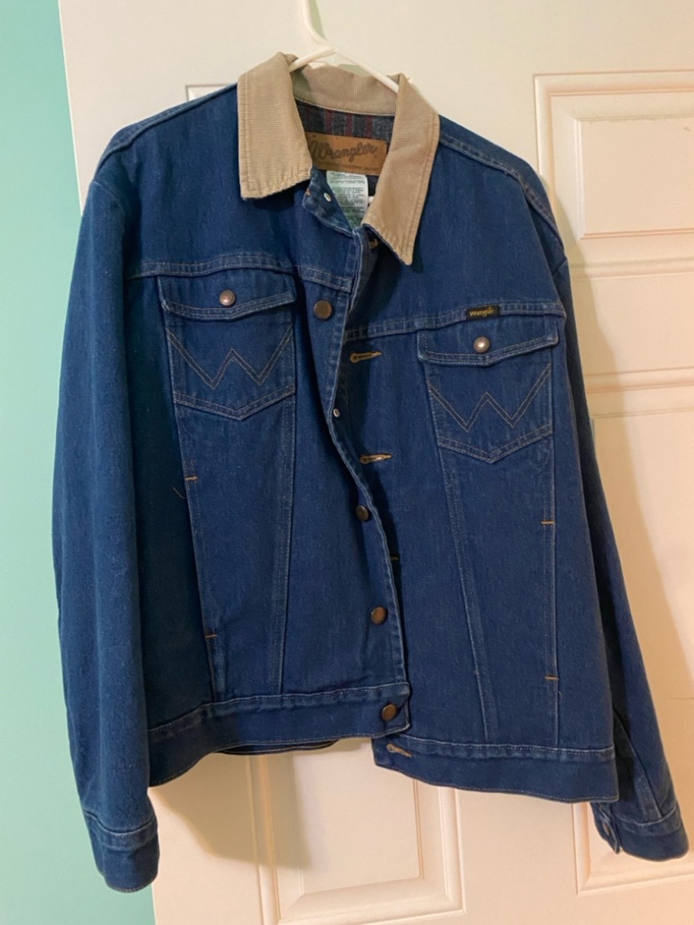 Wrangler Indigo Denim Jacket with Tan Corduroy Collar